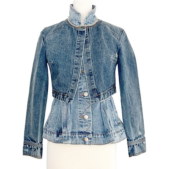 Alexander McQueen Double Layered Fitted Multi-panel Denim Jacket- Size IT 38 - Picture 1 of 9